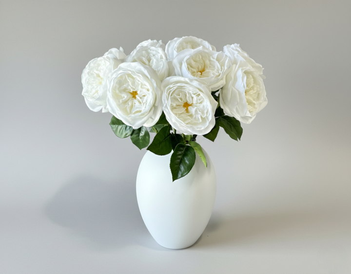 Real Touch English Rose Arrangement - White - Luv Sola Flowers