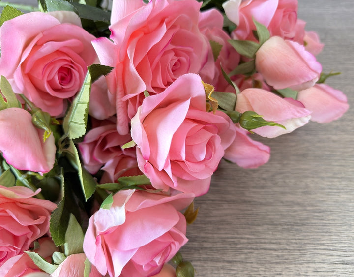 Real Touch Hybrid Tea Rose Arrangement - Pink - Luv Sola Flowers