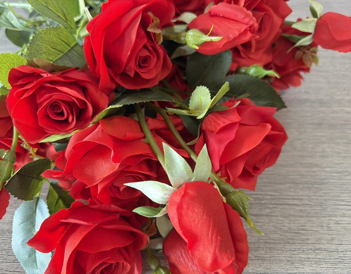 Real Touch Hybrid Tea Rose Arrangement - Red - Luv Sola Flowers