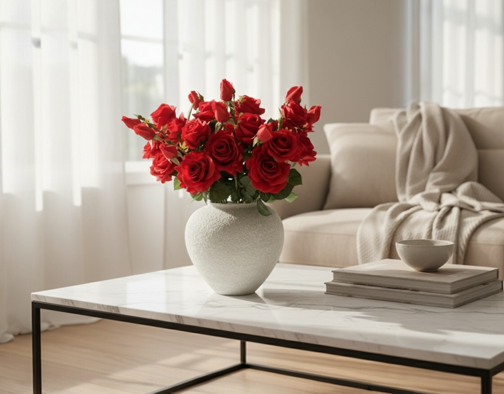 Real Touch Hybrid Tea Rose Arrangement - Red - Luv Sola Flowers