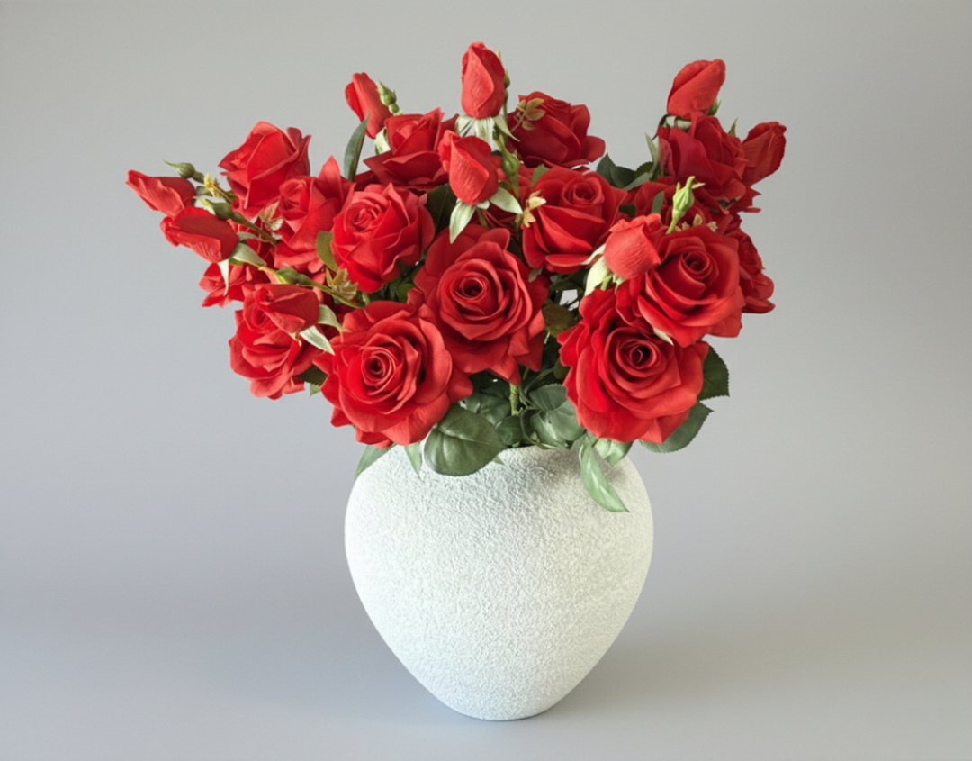 Real Touch Hybrid Tea Rose Arrangement - Red - Luv Sola Flowers