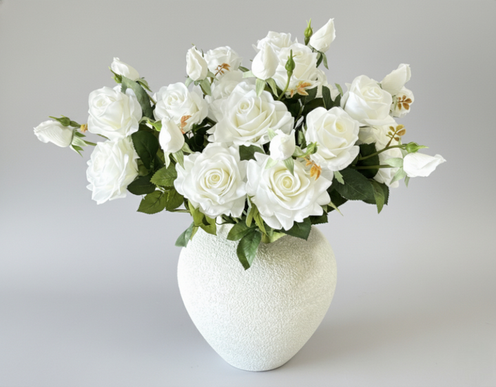 Real Touch Hybrid Tea Rose Arrangement - White - Lina Vase - Luv Sola Flowers