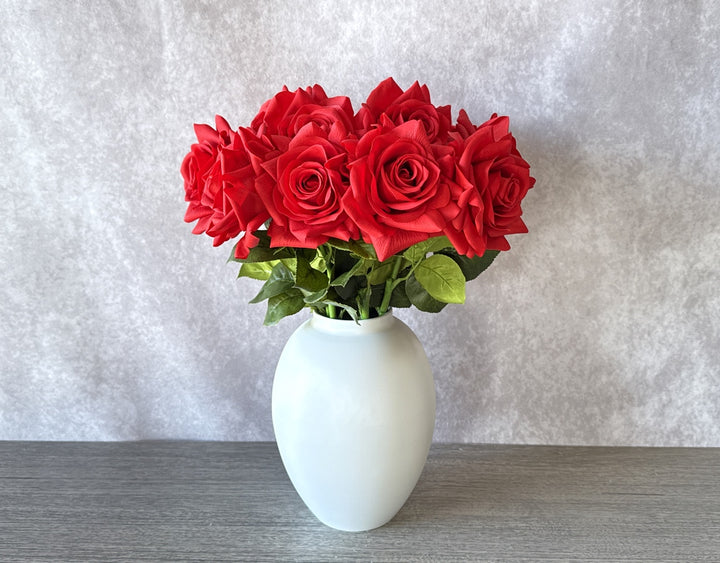 Real Touch Hybrid Tea Rose - Red - Luv Sola Flowers - Faux Filler