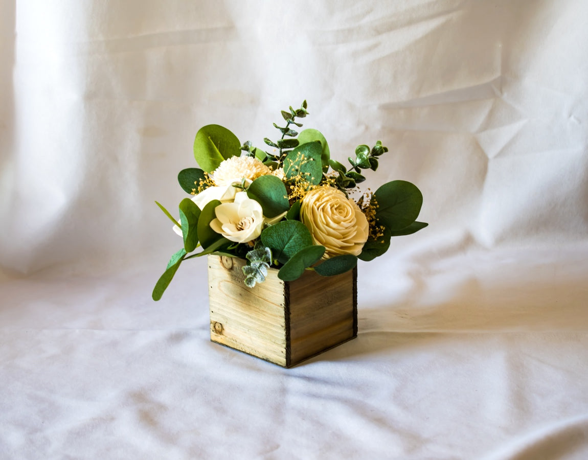 Sola Wood Flowers - Rustic Raw Wood Box - Luv Sola Flowers