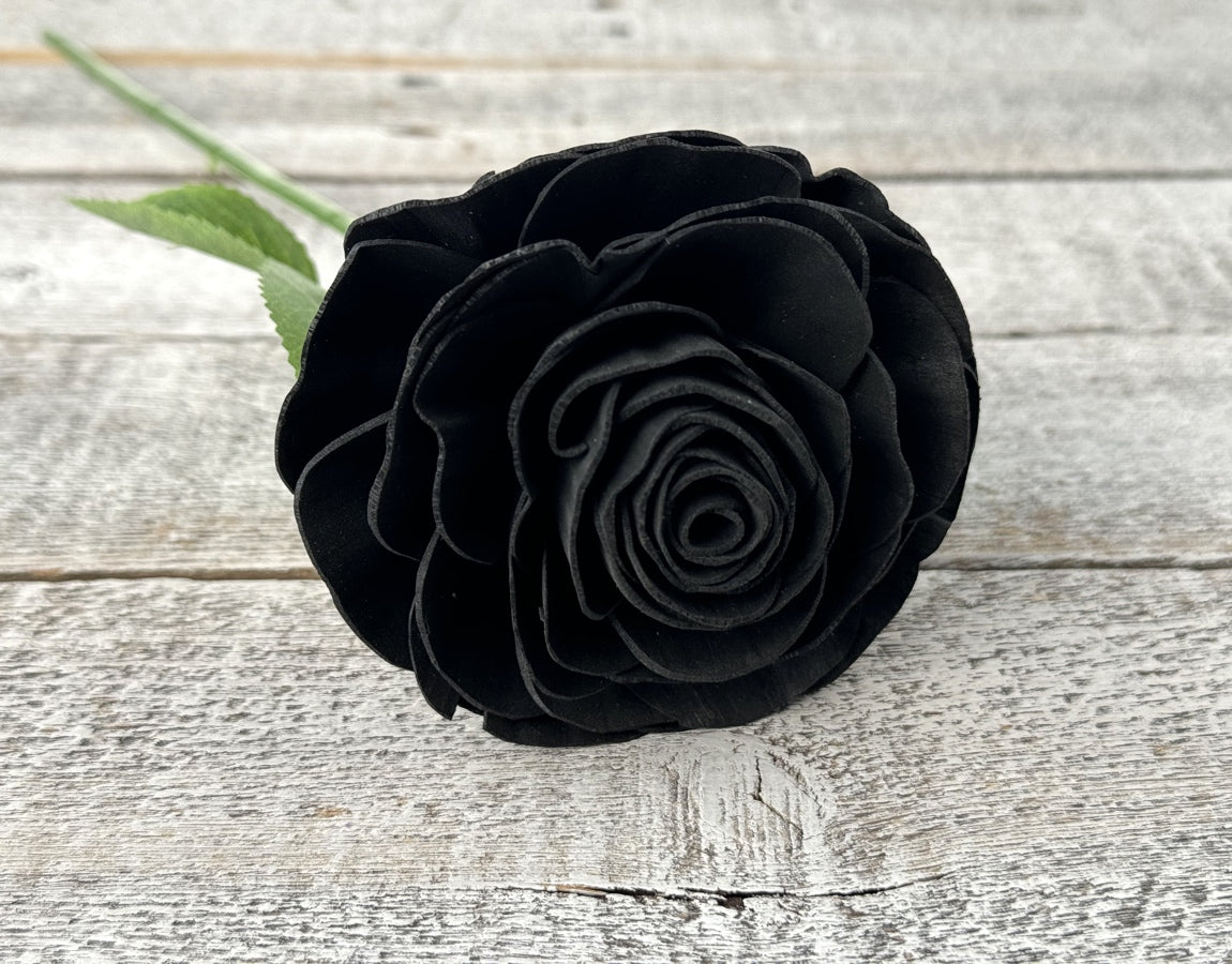 Sola Wood Flowers - Single Stem Rose Black - Luv Sola Flowers