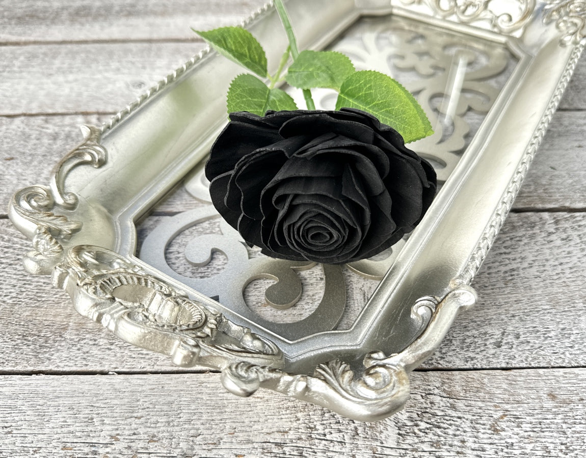 Sola Wood Flowers - Single Stem Rose Black - Luv Sola Flowers