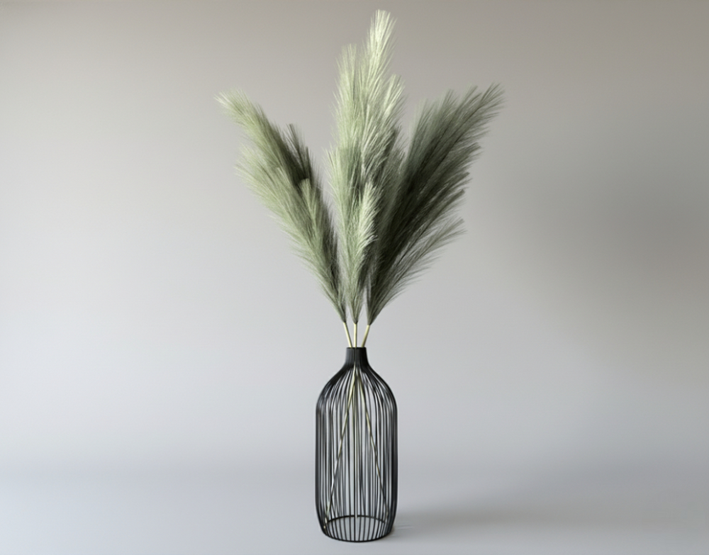 Tall Faux Pampas Grass - Sage - Astra Vase - Black - Luv Sola Flowers