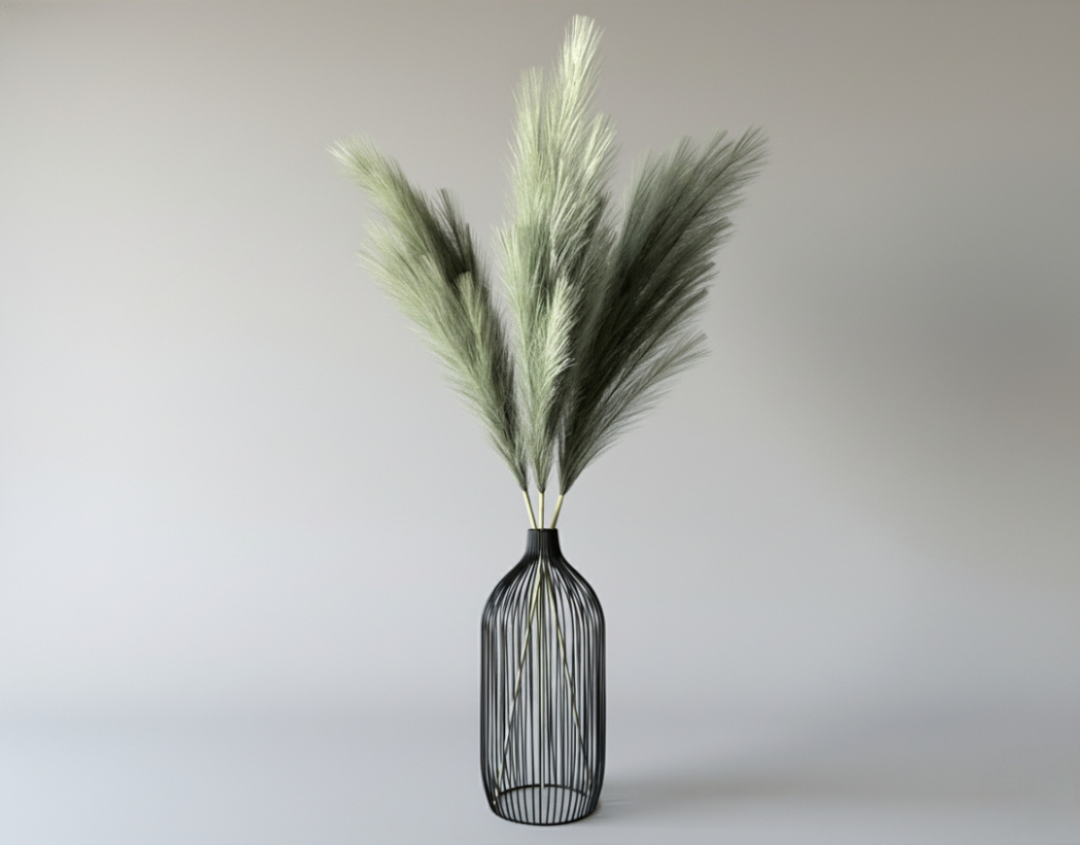 Tall Faux Pampas Grass - Sage - Astra Vase - Black - Luv Sola Flowers