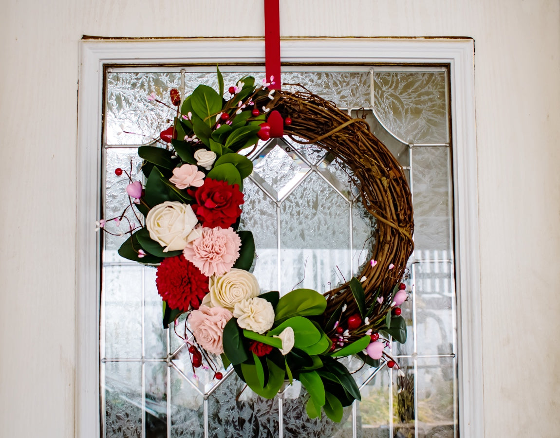 Sola Wood Flowers - Valentine's Day Wreath - Luv Sola Flowers
