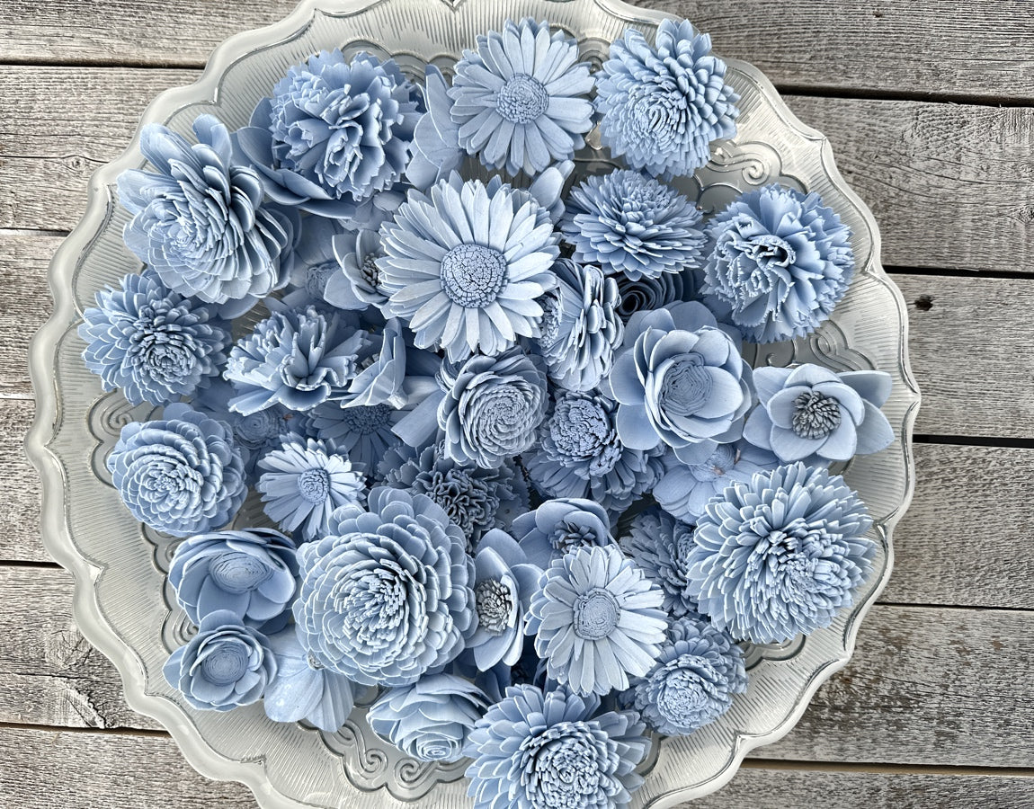Sola Wood Flowers - Pale Blue Dyed Flowers - Luv Sola Flowers