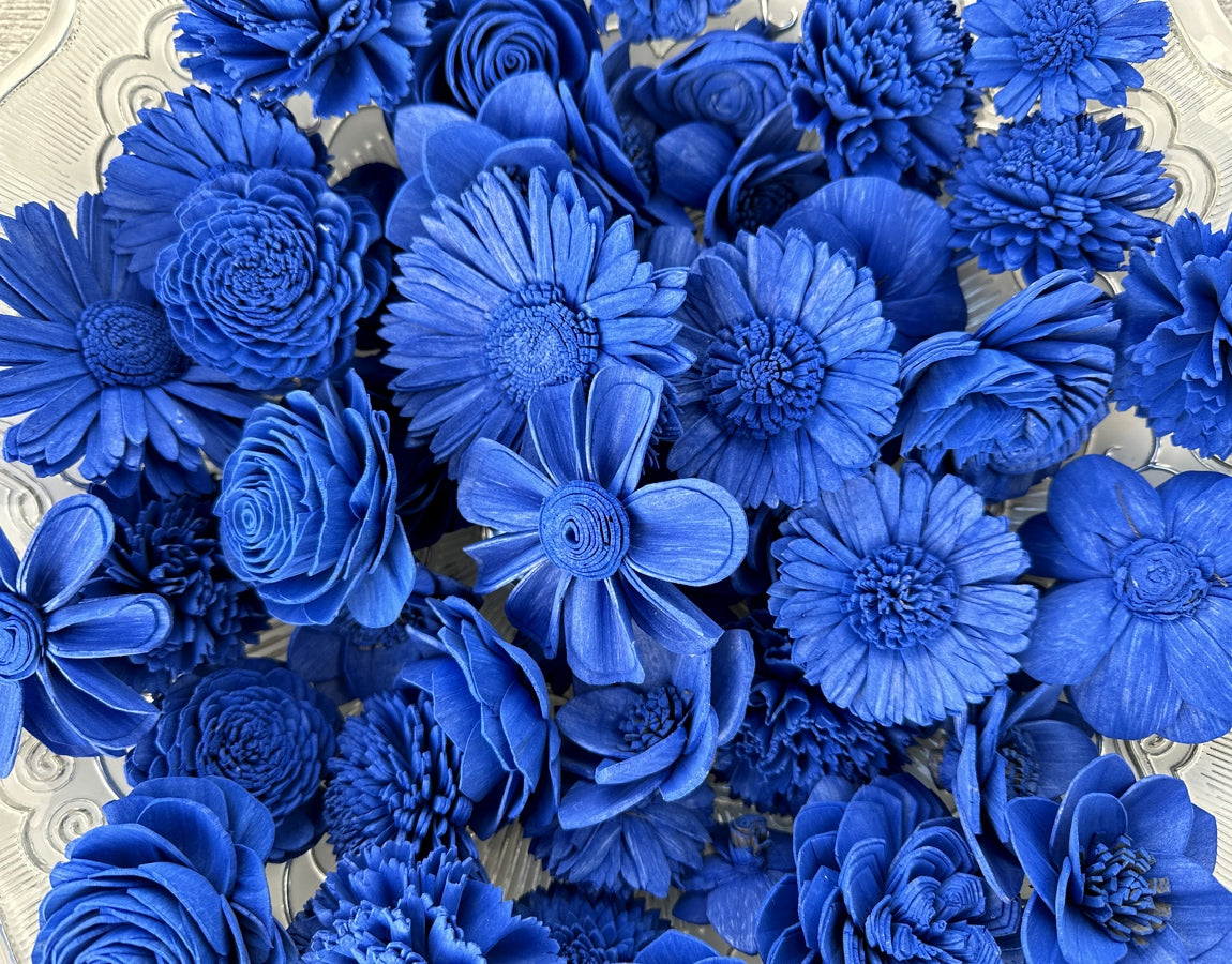Dark Blue Dyed Sola Flowers Pack of 12
