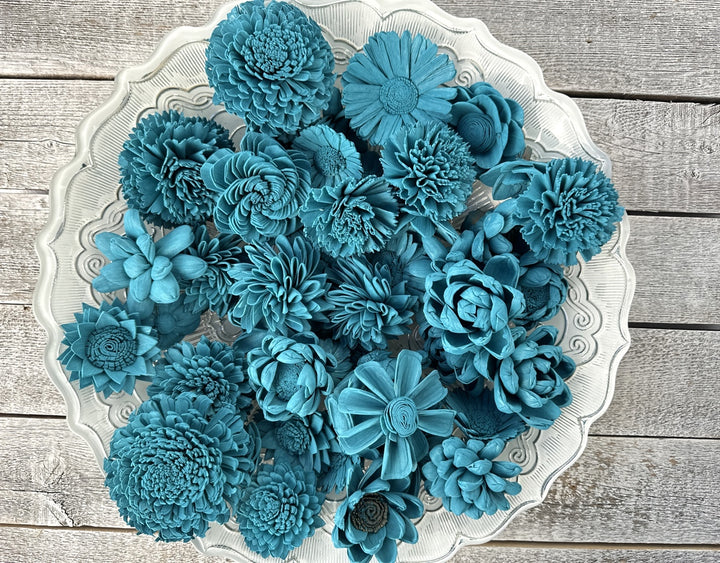 Sola Wood Flowers - Turquoise Dyed Flowers - Luv Sola Flowers
