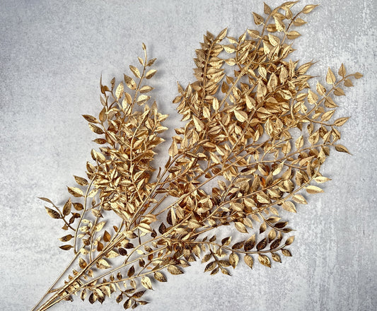 Metallic Gold Ruscus Bush - Luv Sola Flowers - Faux Filler